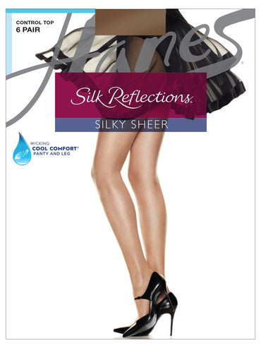 Hosiery Hanes® Silk Reflections Silky Sheer Control Top-Sheer Toe (6 Pack)